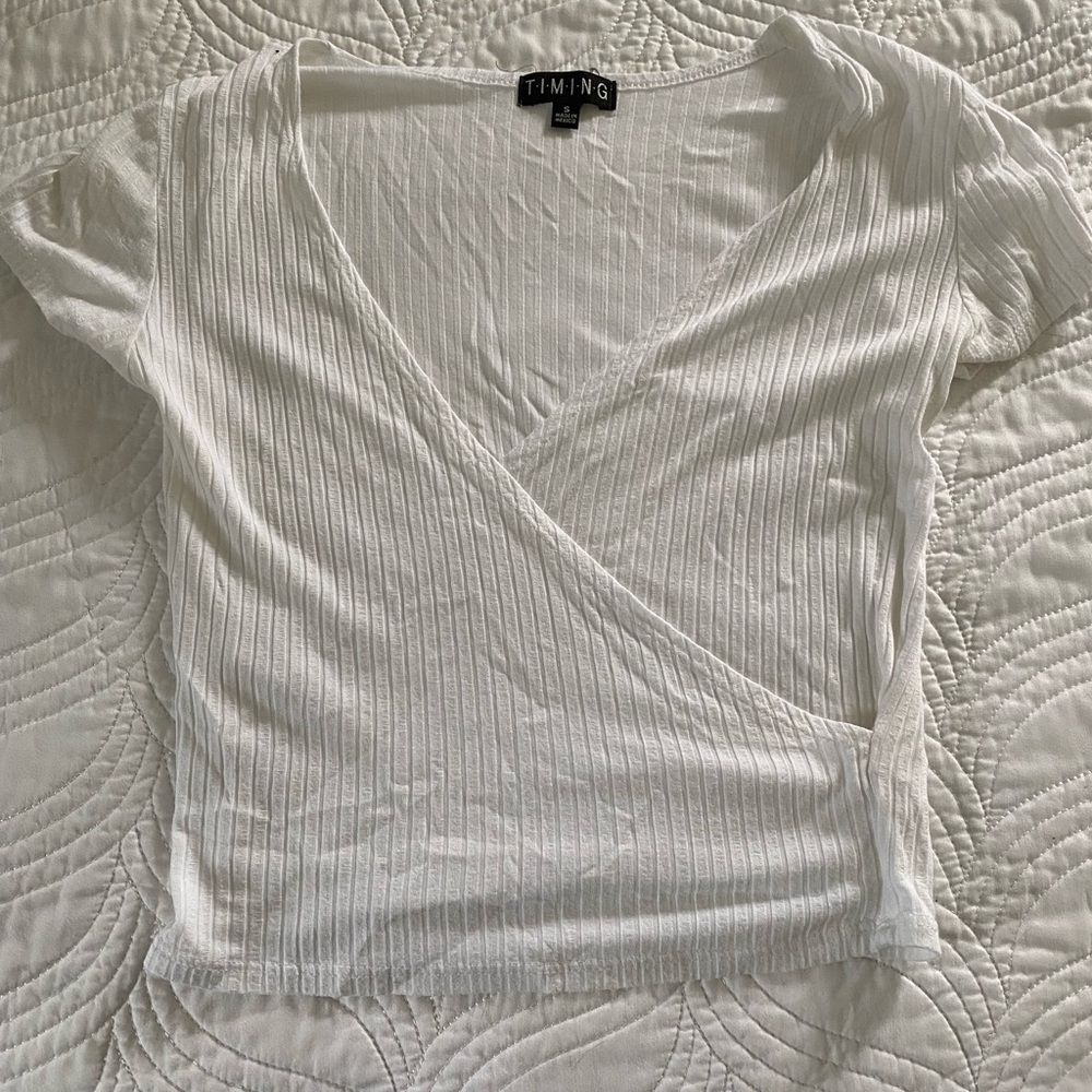 White Cross Crop Top